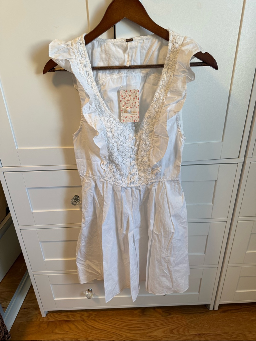 Free People White Eyelet Ruffle Mini Dress